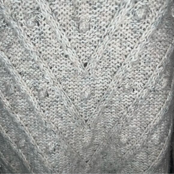GAP Heather Oatmeal Cream Crew Neck Sweater Bobble Textured Knit Puff Sleeves M - Picture 11 of 13